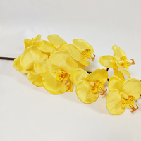 Batang Anggrek Phalaenopsis Kuning Buatan, Sentuhan Asli, Bunga Anggrek Kupu-kupu Sutra Palsu untuk Dekorasi Rumah, Pernikahan, Grosir