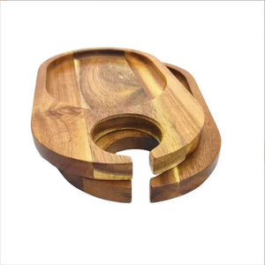 Piatto <span class=keywords><strong>in</strong></span> <span class=keywords><strong>legno</strong></span> di Acacia solido eco-friendly bistecca bicchiere di vino porta frutta per la festa 10pc MOQ - Product Image 4