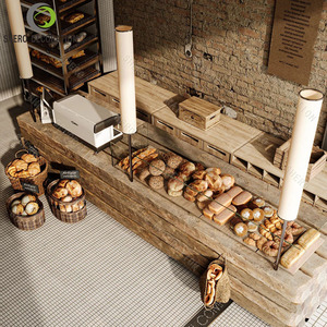 ไอเดียตกแต่งร้านเบเกอรี่ ตู้โชว์ขนมปังไม้ ตู้โชว์ขนมปังกระจกแบบกำหนดเอง ทนทาน เฟอร์นิเจอร์ร้านเบเกอรี่ - Product Image 3