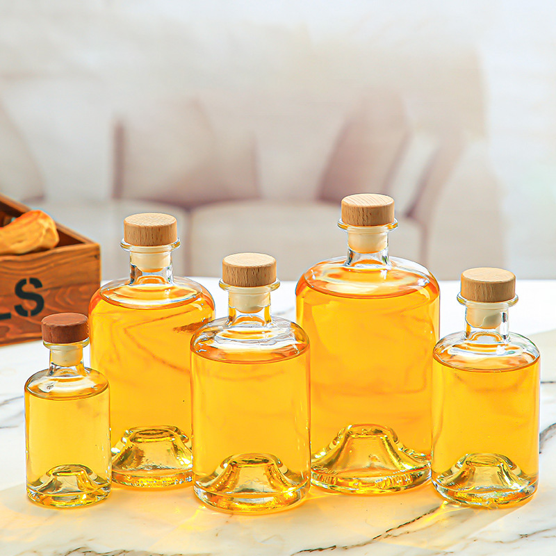 Wholesale Round Glass Wine Bottles 100ml 250ml 375ml 500ml 750ml Refillable for Fruit Wine Vodka Whisky
