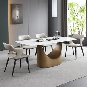 Sintered Slab Table Natural Marble Dining Table 8 Seats Kitchen Table In Stock Ready To Ship Modern Dining Room Set Moq 1 Set