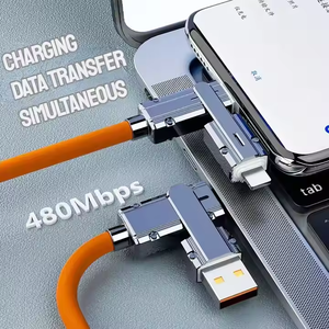 Nouveau câble de charge USB Type C vers C 120W <span class=keywords><strong>4</strong></span> en 1, cordon en silicone PD, câble de charge rapide, câble de données pour <span class=keywords><strong>iPhone</strong></span> Samsung - Product Image 5