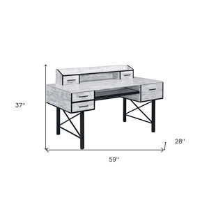 HMS 59 antiquato bianco e nero scrivania del Computer con cinque cassetti eleganti mobili per l'home Office - Product Image 6