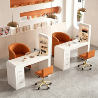 Table de manucure en gros avec collecteur de poussière, bureau en L pour salon de manucure avec tiroirs, présentoir, ensemble de chaises, mobilier de salon OEM