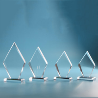 Trophée en cristal vierge à prix réduit avec base en bois, gravure laser 3D personnalisée K9, idéal pour souvenirs - Vente chaude