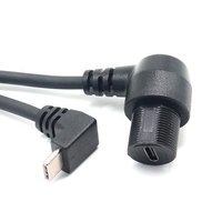 Câble USB C mâle vers femelle à montage sur panneau à 90 degrés avec couvercle étanche, montage à filetage angulaire, câble USB C