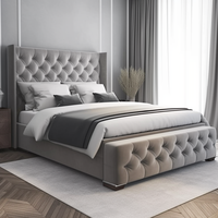 Lit plateforme au design exclusif, ensemble de meubles de chambre à coucher de luxe moderne, lit king size ou queen size, cadre de lit rembourré avec tête de lit