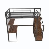 Lit mezzanine à cadre métallique avec bureau et escalier pour adultes dortoir de grande taille