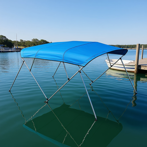 Auvent de bateau 4 arceaux Pacific Blue 96x73-78x54 pouces en polyester 600D avec cadre en aluminium, imperméable et pare-soleil - Product Image 2