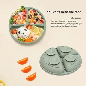 现代儿童盘碗套装，带吸盘图案食品级硅胶婴儿喂养8件套环保卡通设计 - Product Image 2