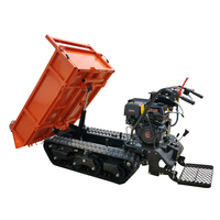 Mini-dumper sur chenilles KONSTANT à moteur essence, entièrement hydraulique, homologué ISO/CE, à bascule haute, charge maximale 800 kg
