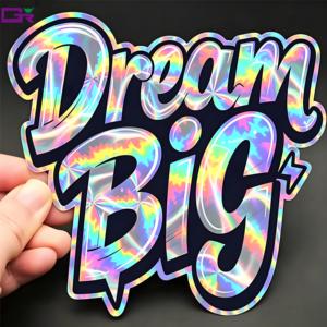 Autocollants <span class=keywords><strong>en</strong></span> vinyle holographique personnalisés, lettres de l'alphabet arc-<span class=keywords><strong>en</strong></span>-ciel laser, autocollants découpés pour la décoration de guitare, <span class=keywords><strong>casque</strong></span>, skateboard - Product Image 4