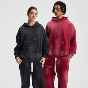 Nuova Felpa Oversize con Cappuccio in Stile Splash Ink, Effetto Invecchiato e Finitura Vellutata, Stampa DTG Personalizzata con LOGO, per Uomo e Donna - Product Image 2