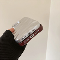 Coque de téléphone 3D Wave Satin Ruffle Pattern pour iPhone 15 14 13 12 11 Pro Max 15 14 Plus X XR XS Max 7 8 Plus Couverture arrière de couleur unie