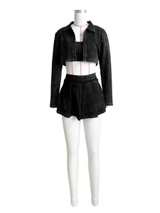 Ensemble décontracté d'été 2 pièces pour <span class=keywords><strong>femme</strong></span> SY : Gilet col rond et jupe plissée au-dessus du genou, <span class=keywords><strong>taille</strong></span> <span class=keywords><strong>XL</strong></span> - Product Image 6