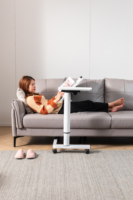 Mesita de noche de elevación móvil, mesa de estudio de trabajo, Manual manivela, altura ajustable sobre la cama, sofá, mesa auxiliar, bandeja para ordenador portátil, escritorio