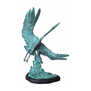 Escultura de Aves, Estatua de Garza de Bronce Negro Antiguo, Precios de Esculturas Decorativas de <span class=keywords><strong>Metal</strong></span> Grande - Product Image 1