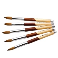 Pinceau à ongles professionnel de luxe en fourrure de vison, tête ronde, sculpture 3D, dégradé ombré, deux couleurs, manche en bois, outil de manucure
