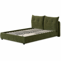 Cadre de lit en tissu rembourré ergonomique de luxe à double coussin, système de lattes en fer renforcé |   Logo personnalisé et support OEM pris en charge