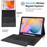 Pu deri kılıf kalem yuvası ile BT 3.0 kablosuz ayrılabilir Tablet klavye Samsung kılıfı Galaxy Tab S6 Lite durumda klavye