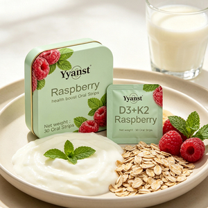 Suplemento de vitamina D3 K2 en tiras orales de rápidas absorción de Raspberry, para energía, apoyo óseo natural y bienestar diario, 30 sobres, OEM - Product Image 5