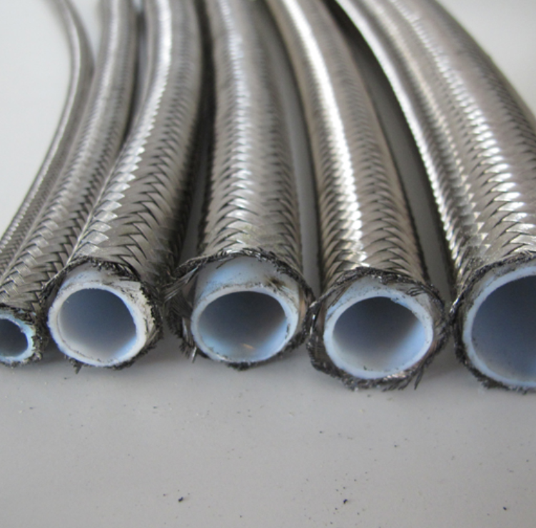AN16 PTFE Argenté En Acier Inoxydable Tressé Tuyau De Refroidisseur D'huile