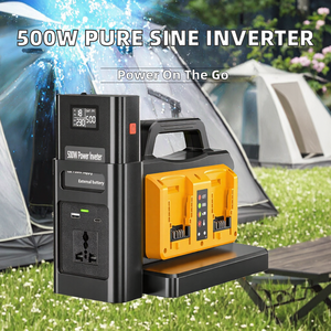 อินเวอร์เตอร์ QIYUN 500W คลื่นไซน์บริสุทธิ์ สำหรับแบตเตอรี่ 18V 4 พอร์ต DC 18V เป็นเต้ารับ AC 230V พร้อมที่ชาร์จในรถยนต์ - Product Image 2