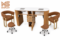 Bureau de réception en bois pour salon de beauté, table de manucure, mobilier de salon sur mesure, chaise de technicien en marbre de luxe léger