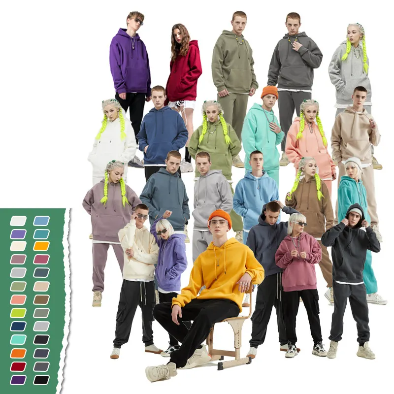 Ustomized-Sudadera con capucha de 36 colores, suéter grueso de felpa de color sólido, 345G