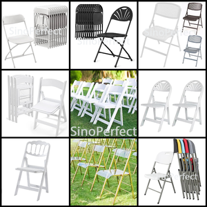 Sillas Plegables de Plástico Blancas para Eventos al Aire Libre y Jardín al por Mayor, Silla de Resina Plegable Wimbledon con Acolchado Blanco para Bodas y Fiestas - Product Image 2