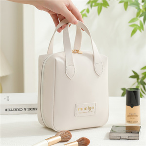 Bolsa de Maquillaje Mimigo, Carcasa de PU, Gran Capacidad, Organizador de Artículos de Aseo Portátil para Viaje, Beige, Rosa, Marrón, Negro - Product Image 3