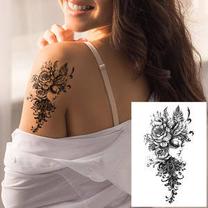 Tatuaggi temporanei a fiore Sexy da donna realistica rosa nera impermeabile Body <span class=keywords><strong>Art</strong></span> Painting per viso e braccia gambe facile applicazione - Product Image 5