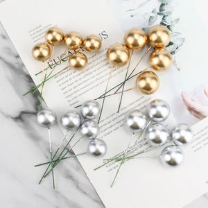 Frosted Gold And Silver Wishing Balls Round Cake Toppers Birthday Decorations Reusable Plastic Ornament For Party Venue Setup - Product Image 3