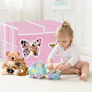 可折叠儿童玩具储物行李箱耐用带盖大玩具箱带盖Caja de juguetes grande con tapa