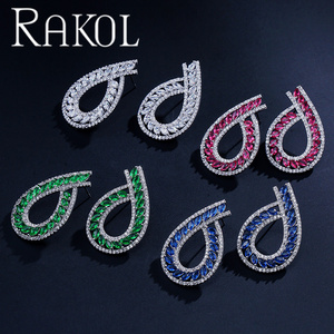 Rakol EP631ต่างหูผู้หญิงเกาหลีลูกบาศก์ Zirconia เครื่องประดับเงิน - Product Image 1