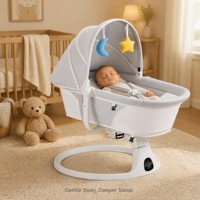 Berceau à bascule pour bébé 2-en-1, balançoire électrique avec 5 niveaux de vitesse, 3 minuteurs, 10 mélodies, Bluetooth et télécommande, moustiquaire