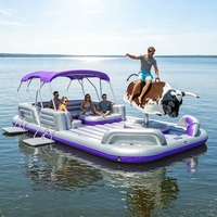 Plateforme flottante gonflable portable en forme de taureau mécanique pour fête sur le lac