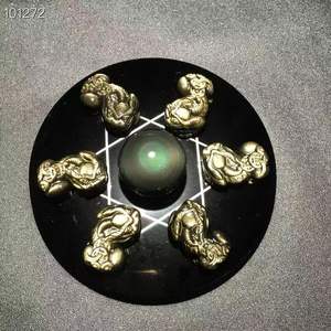 Obsidienne dorée naturelle de haute qualité Pi Xiu, faite à la main, nouvelle <span class=keywords><strong>formation</strong></span> chinoise à sept étoiles, pour souvenir, décoration, cadeau - Product Image 1