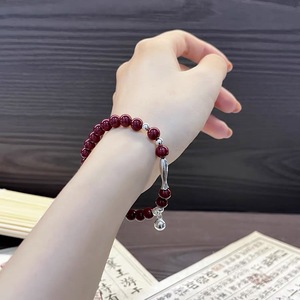 S925 Sterling Silver Fish <b>Bracelet</b> With Vermilion Ink <b>Beads</b> For Women Everyday Wear Fine Charm Jewelry - Product Image 2