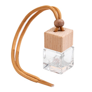 Wholesale Square shape Frosted Empty <b>Car</b> Perfume Hanging <b>Car</b> Aroma <b>Diffuser</b> Bottle With Wood Screw Cap - Product Image 6
