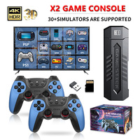 Consola de juegos HD inalámbrica recargable para dos jugadores Android TV X2 azul con más de 50 000 juegos integrados, memoria de 256 GB y mando de juego