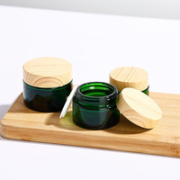 Bouteille de conservation en verre écologique de 50g avec couvercle en bambou, design moderne, empilable, compatible lave-vaisselle, préservation de la fraîcheur pour les entreprises