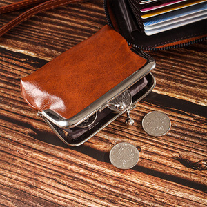 Coffee Brown Zipper Card <b>Holder</b> 5 Inch Multi Slot <b>Wallet</b> For Everyday Use Solid Color Design - Product Image 2