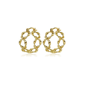 Dinle Twisted Hoop <b>Earrings</b> 925 Silver Needle Everyday Wear Elegant Style - Product Image 3