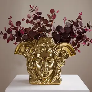 2023 vendita calda ceramica Medusa vaso di fiori moderno nordico vaso di fiori faccia statua vaso vaso di fiori scultura decorazione della casa dell'interno