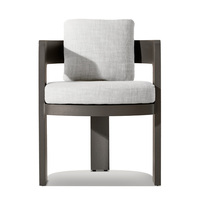 Chaise en aluminium résistante aux UV avec accoudoirs en métal, chaises minimalistes pour jardin, chaises de salle à manger, mobilier d'extérieur de luxe pour hôtel