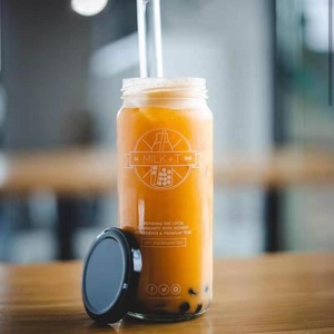 16oz chai thủy tinh tròn rõ ràng với nắp vặn cho nước ép lạnh hoặc trà BOBA-bằng <span class=keywords><strong>Paragon</strong></span> - Product Image 1