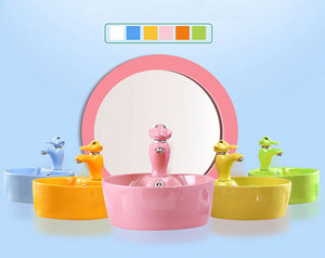 Lavabo de lavabo de navire rond de couleur rose Vente en gros bon marché Céramique Chine Lavabos de comptoir Armoire de lavage des <span class=keywords><strong>mains</strong></span> rose 10 ensembles - Product Image 2