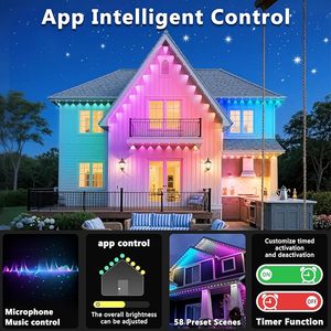 Luces permanentes RGBW para exteriores, aplicación inteligente, sincronización de música, punto remoto LED, luz de píxel para fiesta de Navidad, casa de vacaciones, decoración de aleros - Product Image 2