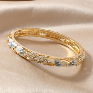 Brazalete de Esmalte Fino con Estilo Étnico Retro, Estilo Cloisonné de Pekín Antigua, Joyería de Moda para Cheongsam, Brazaletes Modernos - Product Image 4